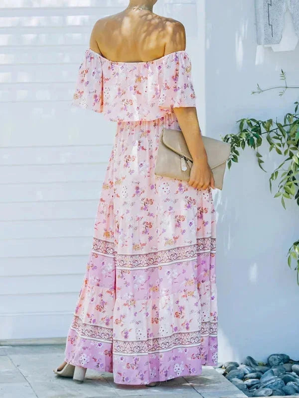 Robe longue femme épaules dénudées avec motifs floraux | Coupe féminine + Style élégant + Facile à accessoiriser – ROBEMODE