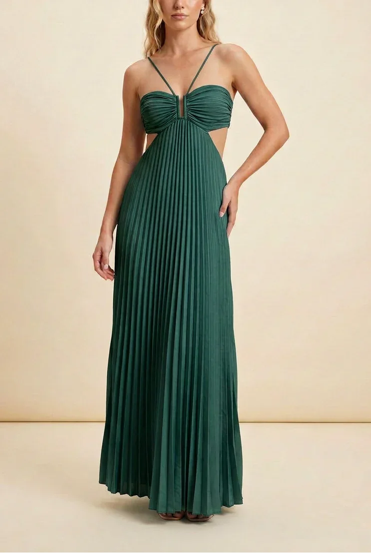 Robe longue femme plissée dos nu | ROBEMODE