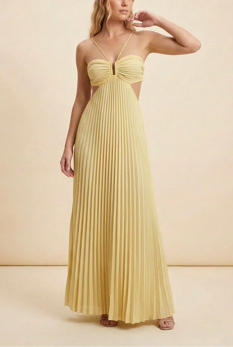 Robe longue femme plissée dos nu | ROBEMODE