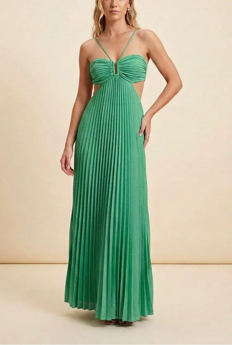 Robe longue femme plissée dos nu | ROBEMODE