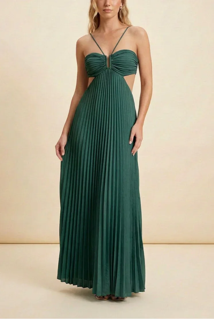 Robe longue femme plissée dos nu | ROBEMODE