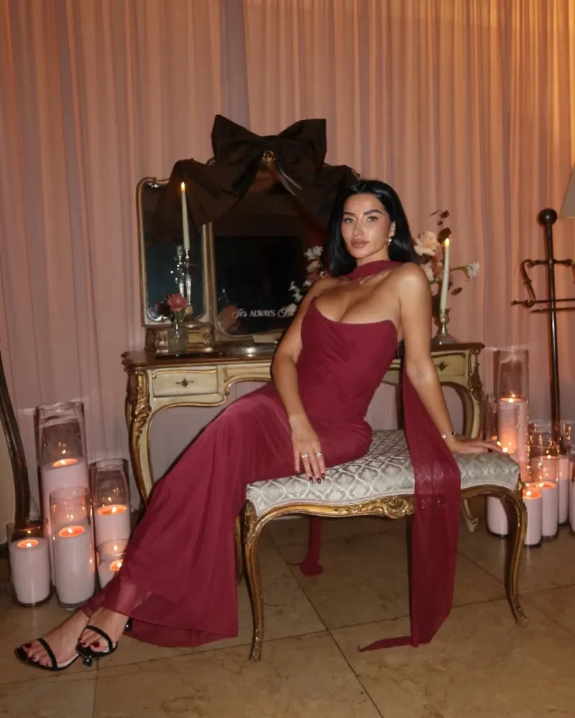 Robe longue femme sans bretelles avec écharpe | Coupe féminine + Style élégant + Facile à accessoiriser – ROBEMODE