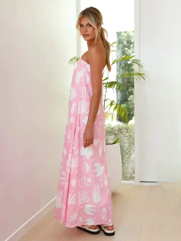 Robe longue femme sans bretelles à motifs estivaux | Coupe féminine + Style élégant + Facile à accessoiriser – ROBEMODE