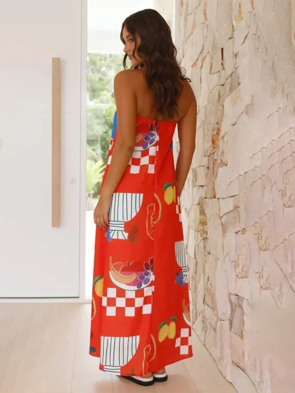 Robe longue femme sans bretelles à motifs estivaux | Coupe féminine + Style élégant + Facile à accessoiriser – ROBEMODE