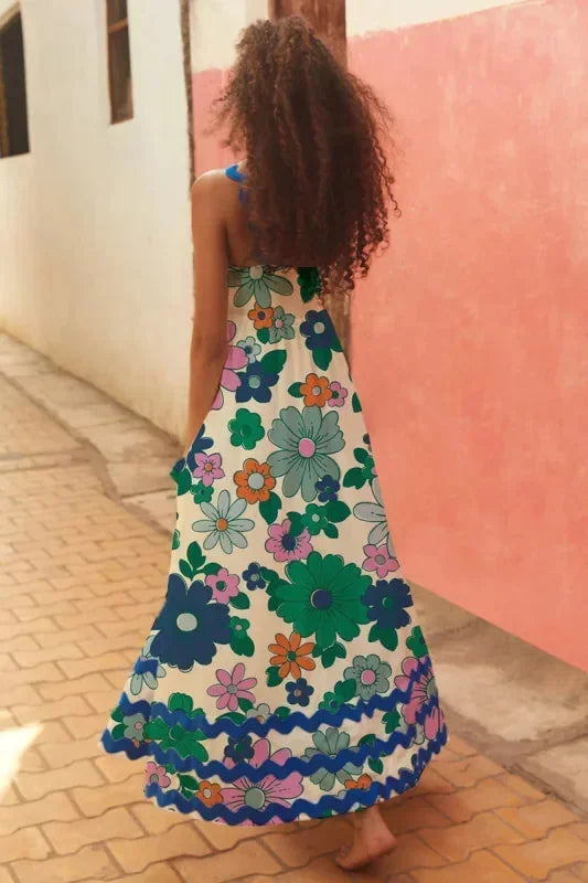 Robe Longue Sans Manches Bord Ondulé Imprimé 11 Coloris | ROBEMODE