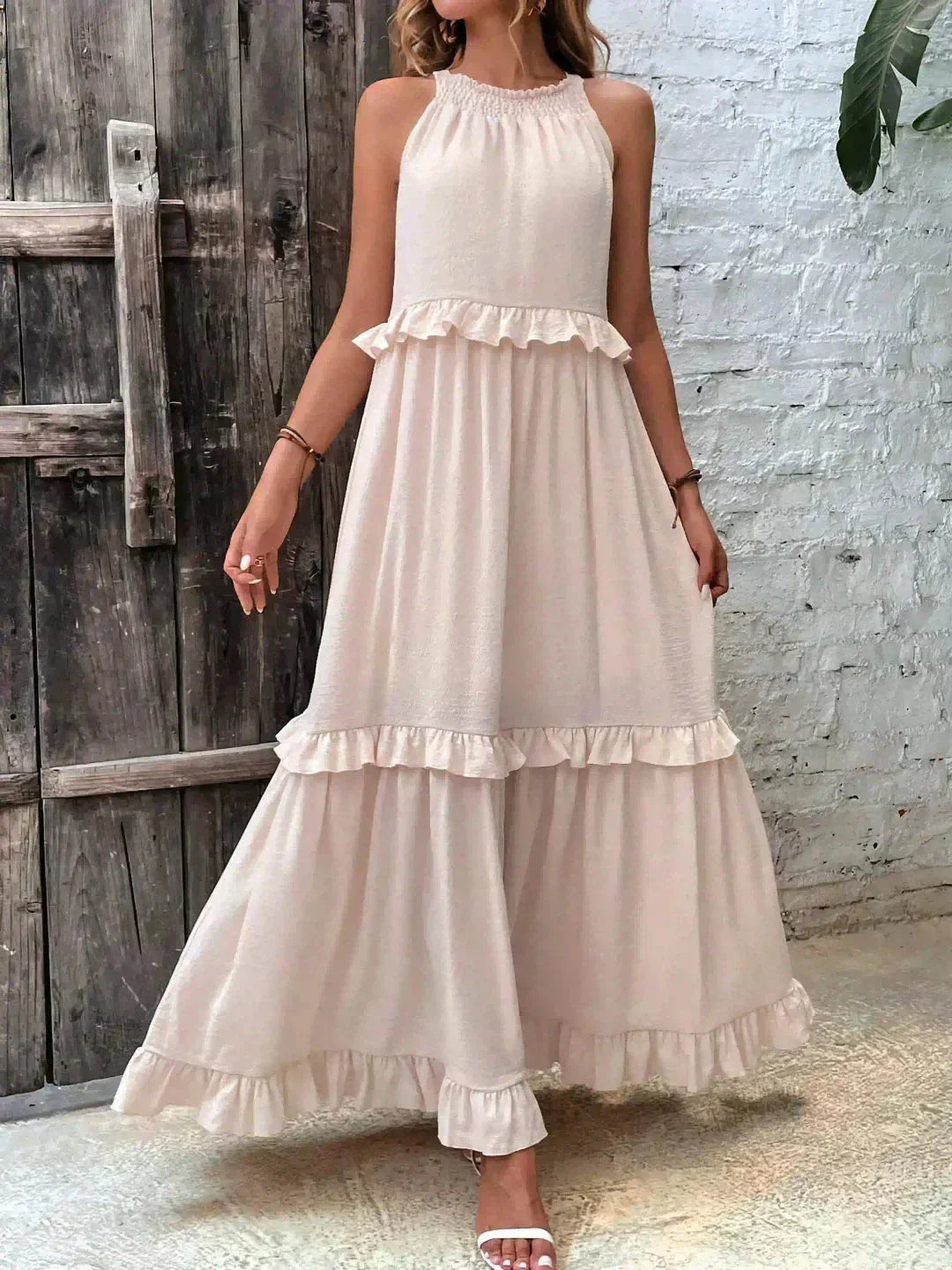 Robe Longue Sans Manches Volants Superposés 8 Coloris | ROBEMODE