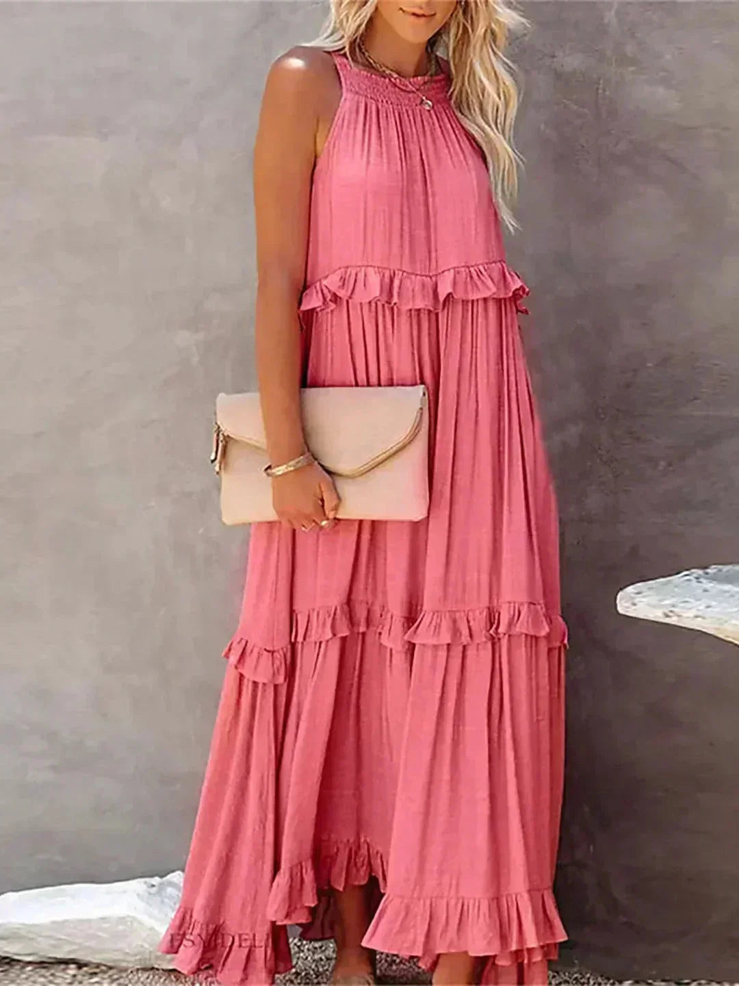 Robe Longue Sans Manches Volants Superposés 8 Coloris | ROBEMODE
