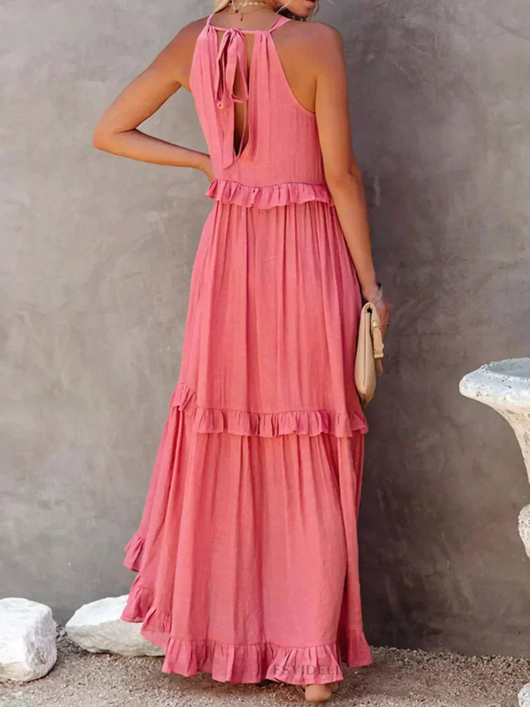 Robe Longue Sans Manches Volants Superposés 8 Coloris | ROBEMODE