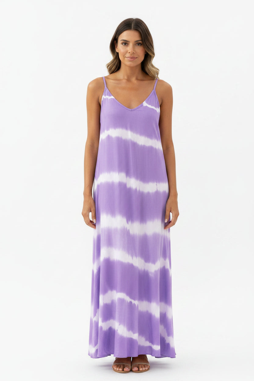 Robe longue femme tie-dye sans manches col en V | Coupe féminine + Style élégant + Facile à accessoiriser – ROBEMODE