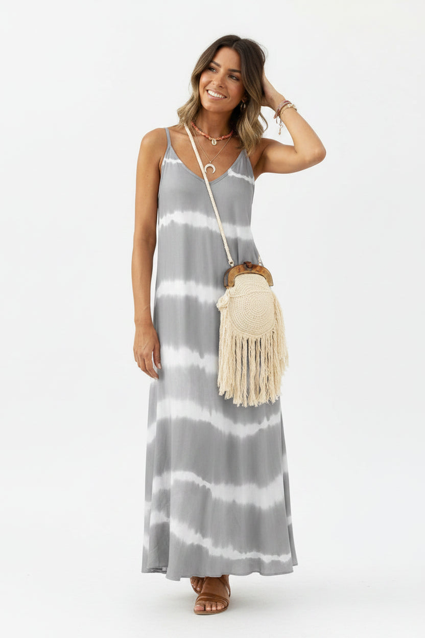 Robe longue femme tie-dye sans manches col en V | Coupe féminine + Style élégant + Facile à accessoiriser – ROBEMODE
