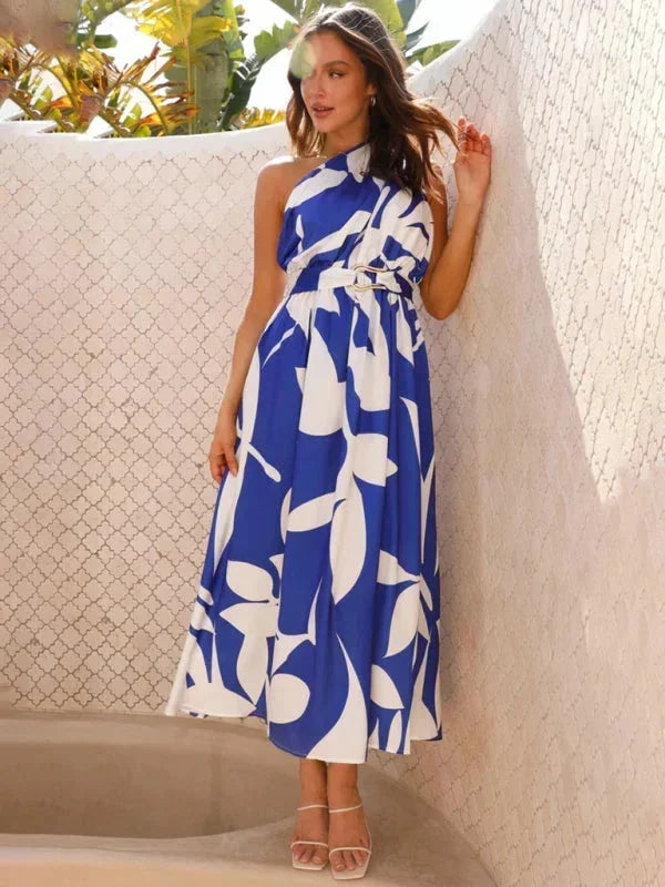 Robe longue femme une épaule avec ceinture | Coupe féminine + Style élégant + Facile à accessoiriser – ROBEMODE