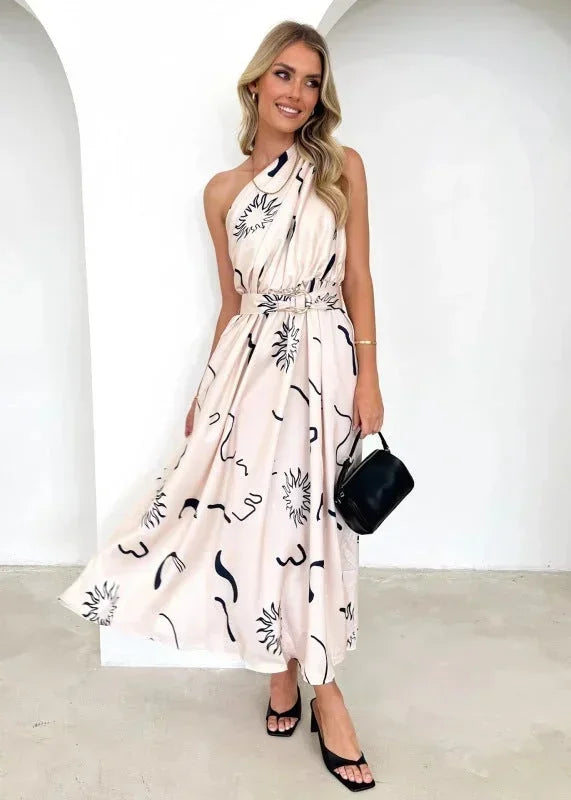 Robe longue femme une épaule avec ceinture | Coupe féminine + Style élégant + Facile à accessoiriser – ROBEMODE