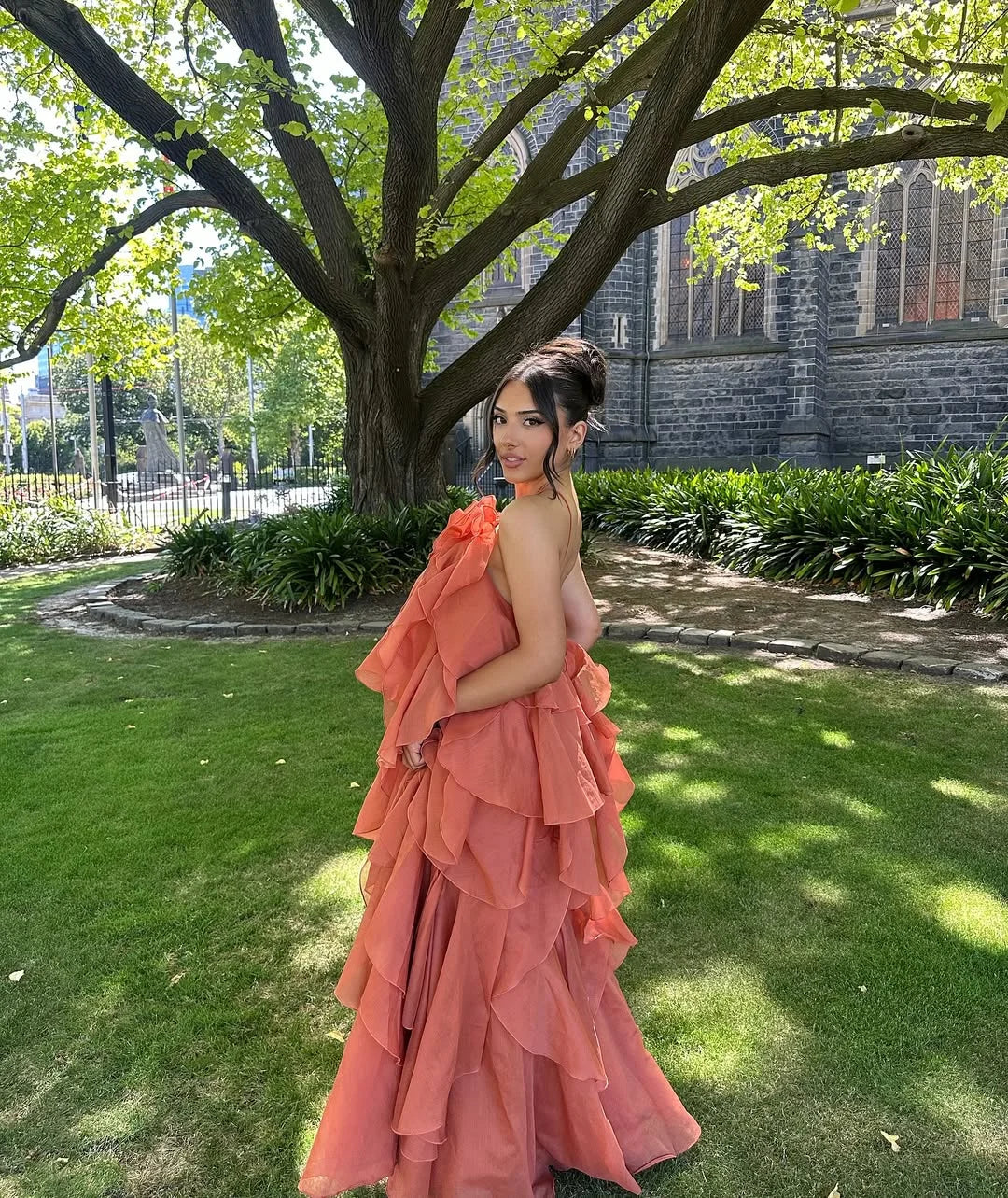 Robe longue femme volants superposés