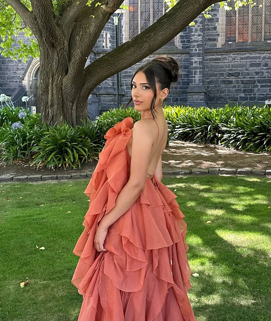 Robe longue femme volants superposés