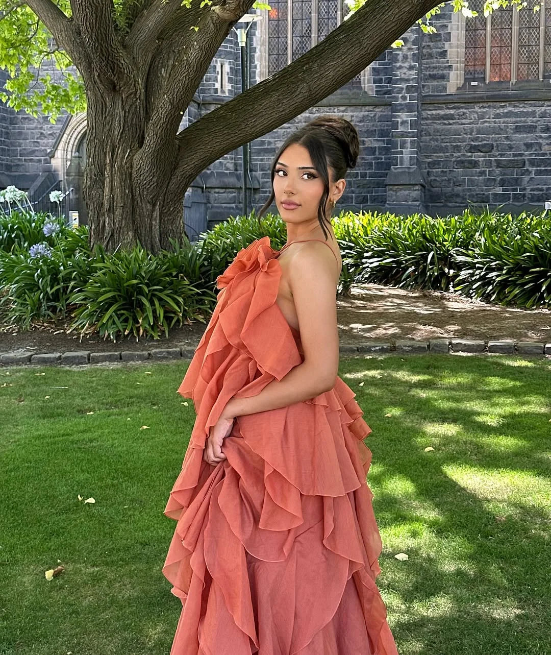 Robe longue femme volants superposés