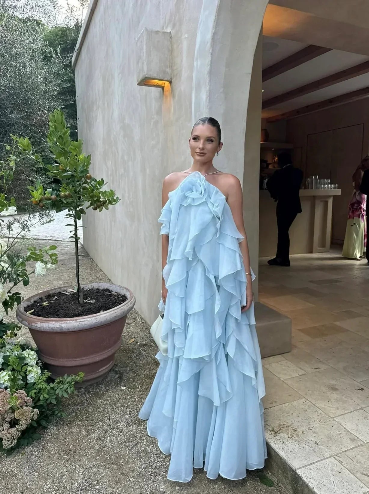 Robe longue femme volants superposés