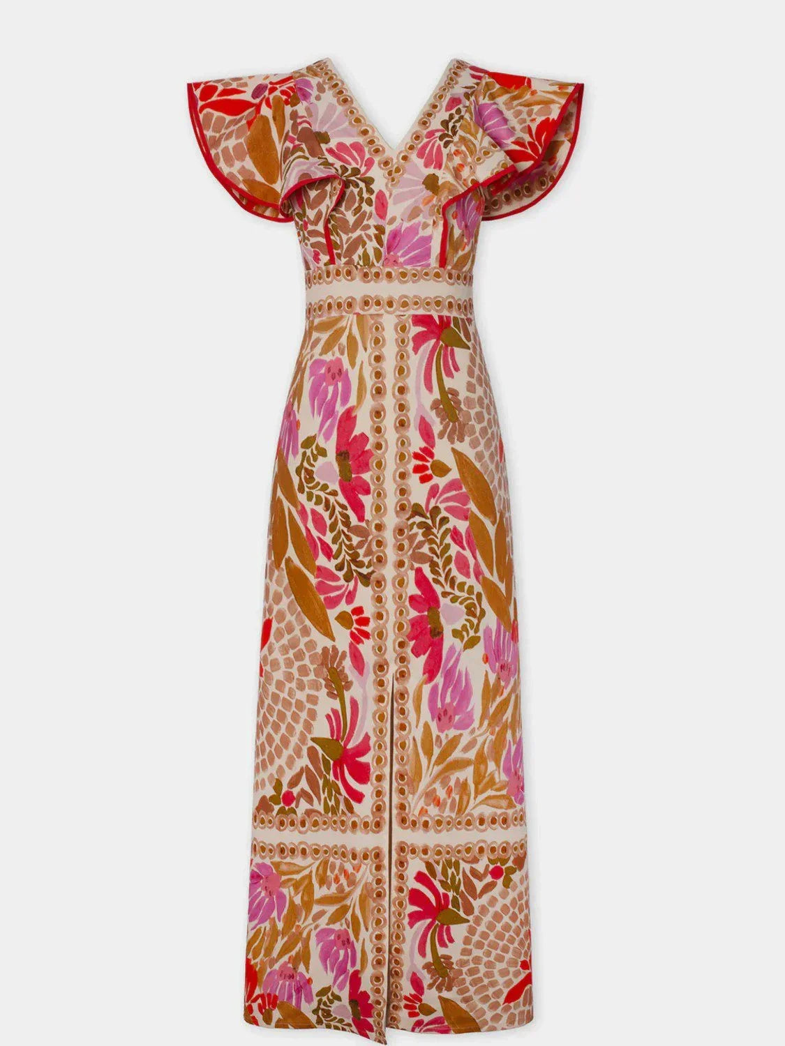 Robe longue à fleurs col V fente femme | ROBEMODE