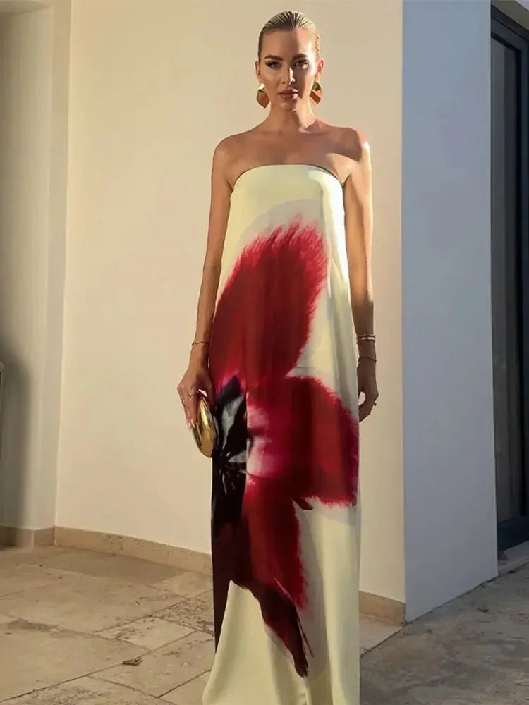 Robe longue femme bretelles fines imprimé floral été