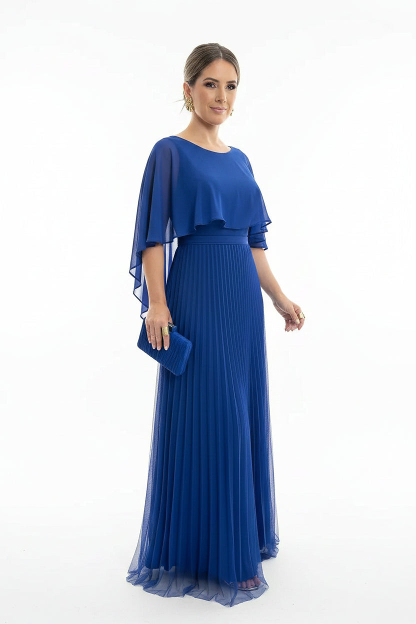Robe Longue Plissée Manches Fluides Col Rond 2 Coloris Grande Taille | ROBEMODE