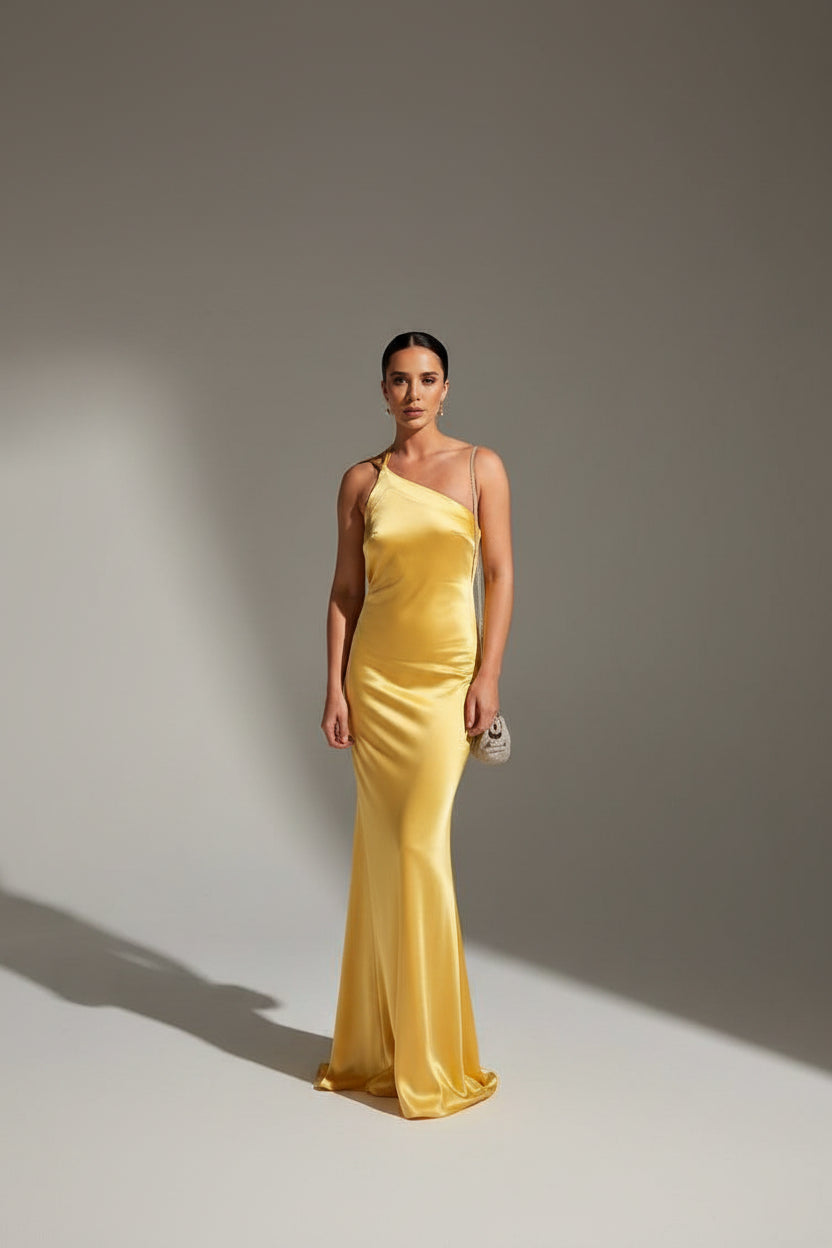 Robe Longue Satinée Bretelles Fines Dos Ouvert Femme | ROBEMODE