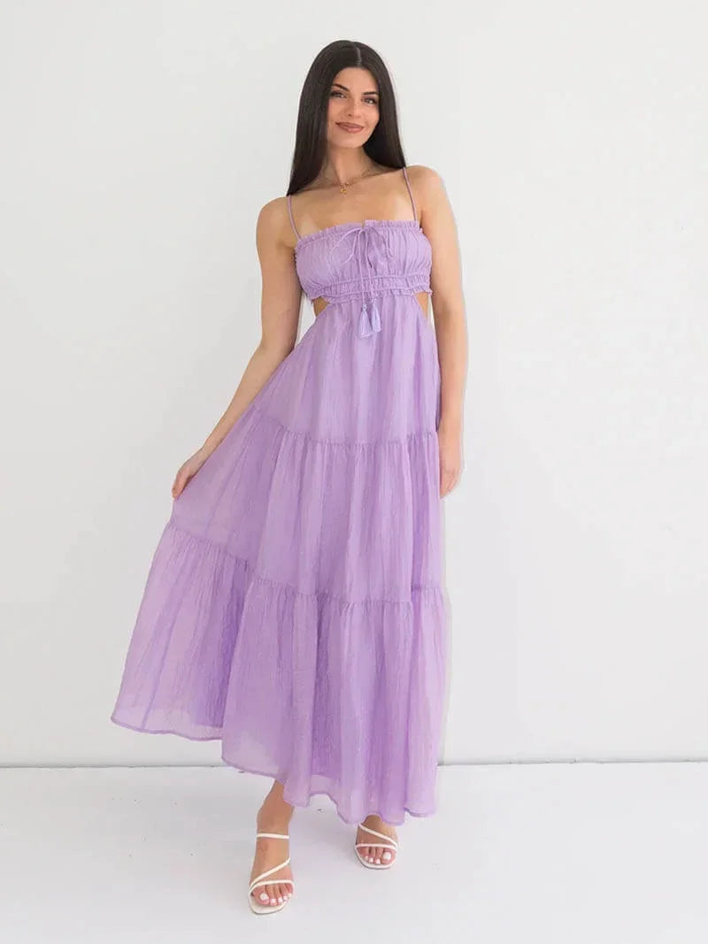 Robe longue été avec volants et bretelles délicates | Coupe féminine + Style élégant + Facile à accessoiriser – ROBEMODE