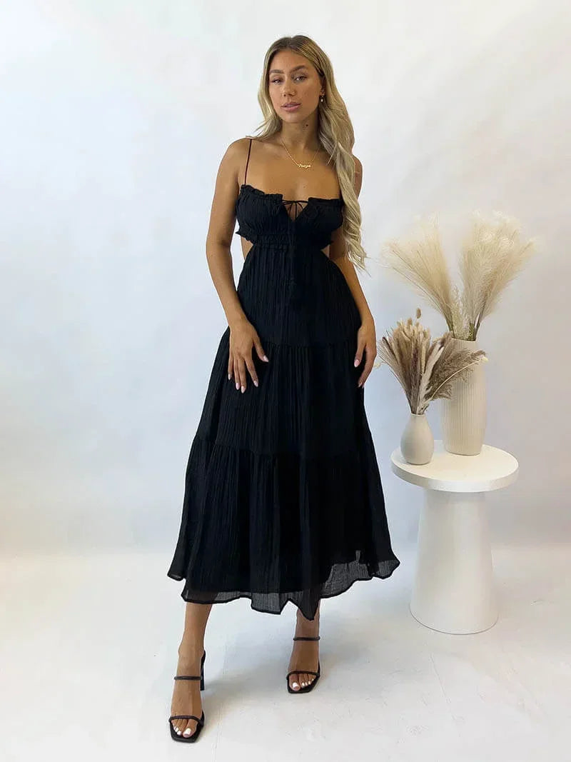 Robe longue été avec volants et bretelles délicates | Coupe féminine + Style élégant + Facile à accessoiriser – ROBEMODE