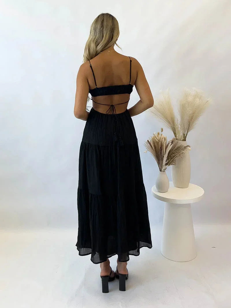 Robe longue été avec volants et bretelles délicates | Coupe féminine + Style élégant + Facile à accessoiriser – ROBEMODE