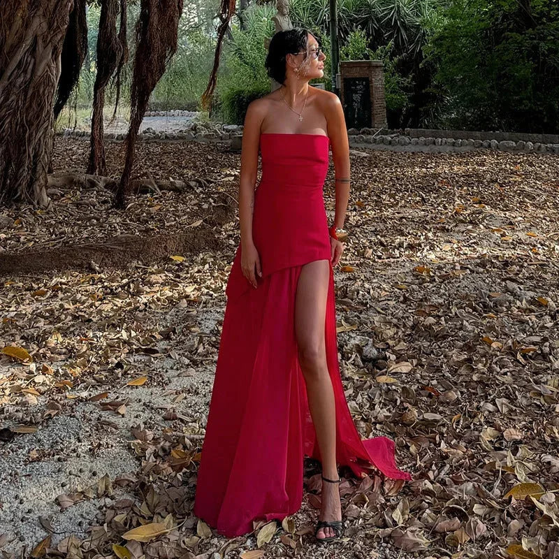 Robe longue sans manches fente bustier 2 coloris | ROBEMODE