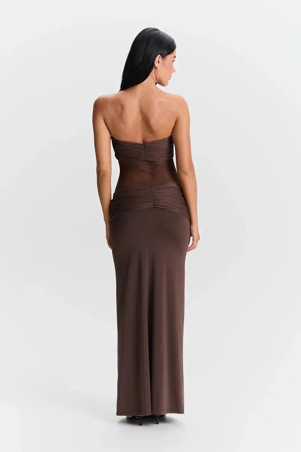 Robe longue bustier avec transparence et nœuds | Coupe féminine + Style élégant + Facile à accessoiriser – ROBEMODE