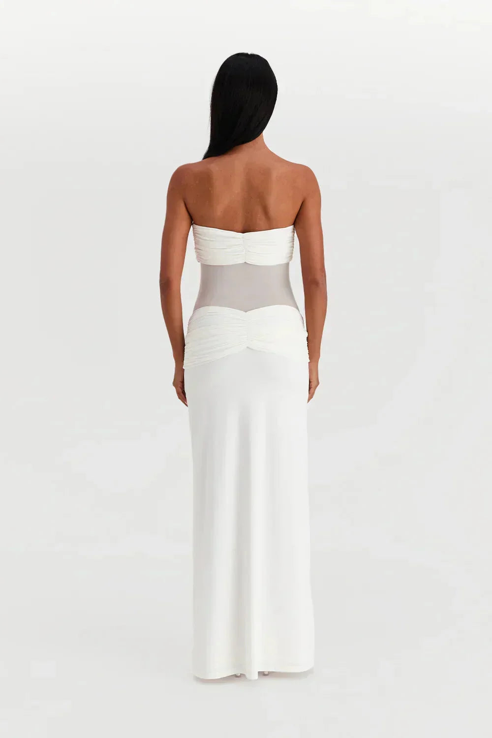 Robe longue bustier avec transparence et nœuds | Coupe féminine + Style élégant + Facile à accessoiriser – ROBEMODE