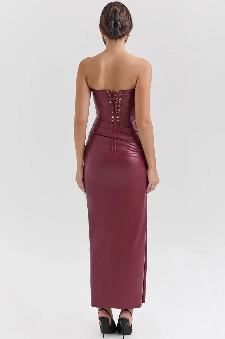 Robe Longue Bustier Fendue Coupe Ajustée Soirée 2 Coloris | ROBEMODE