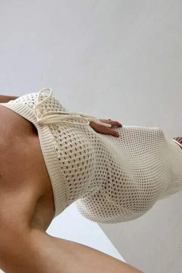 Robe longue femme crochet crème bustier ajustée