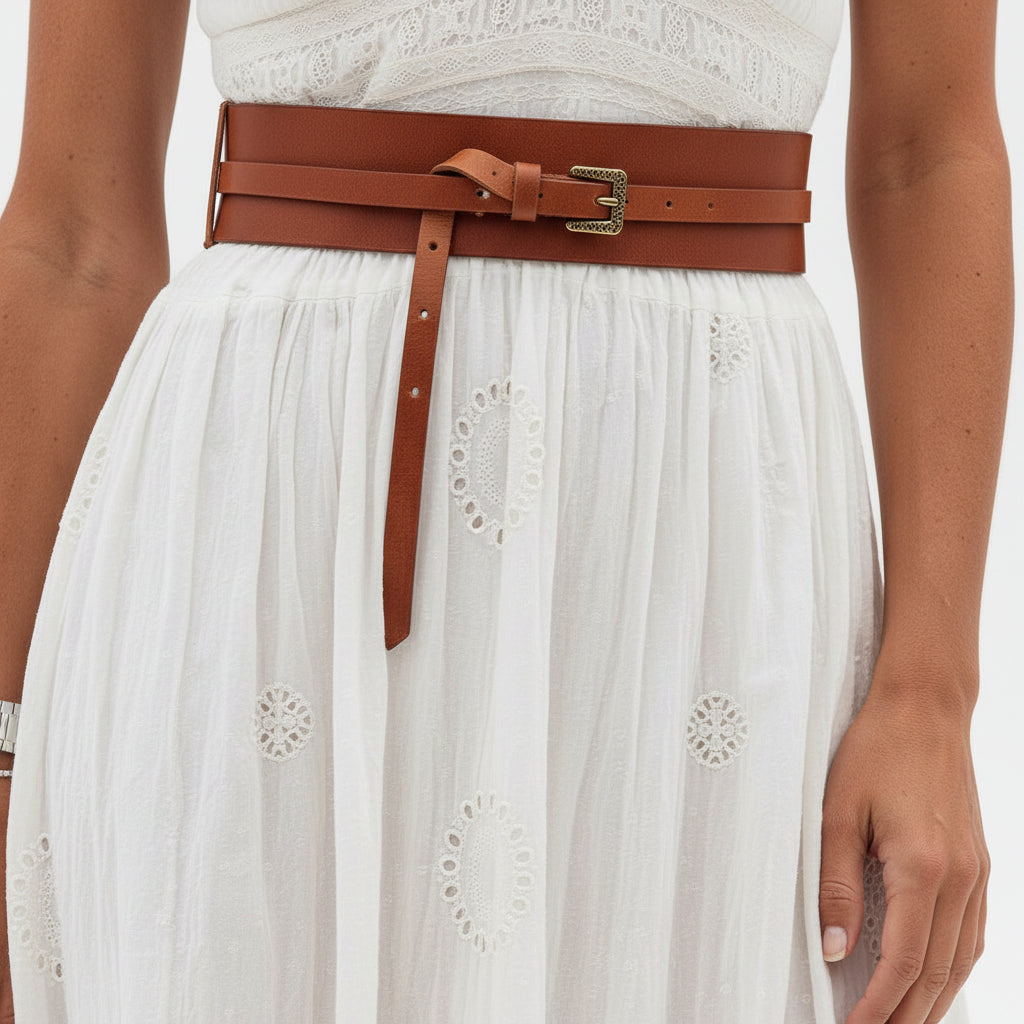 Robe longue femme avec dentelle ajourée et ceinture | Coupe féminine + Style élégant + Facile à accessoiriser – ROBEMODE