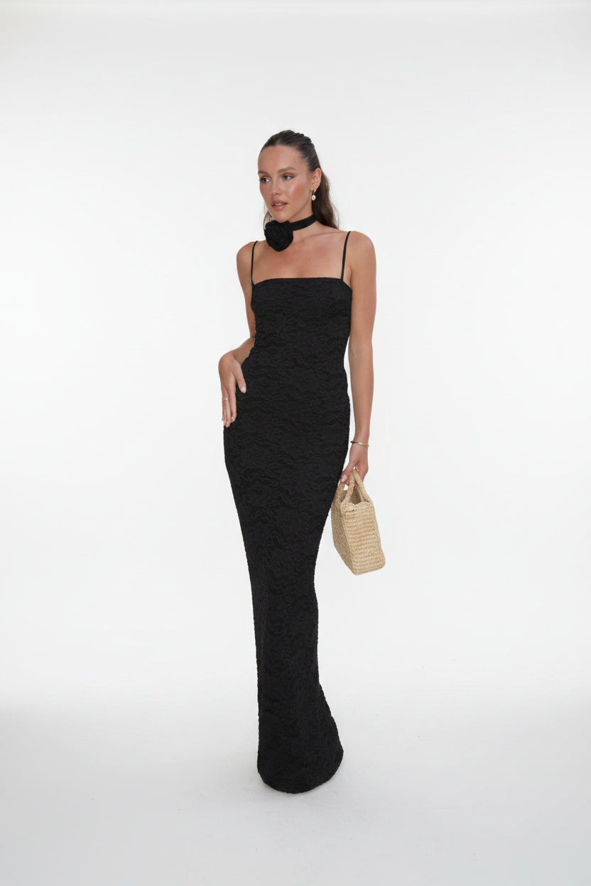 Robe longue femme avec dentelle et fines bretelles | Coupe féminine + Style élégant + Facile à accessoiriser – ROBEMODE