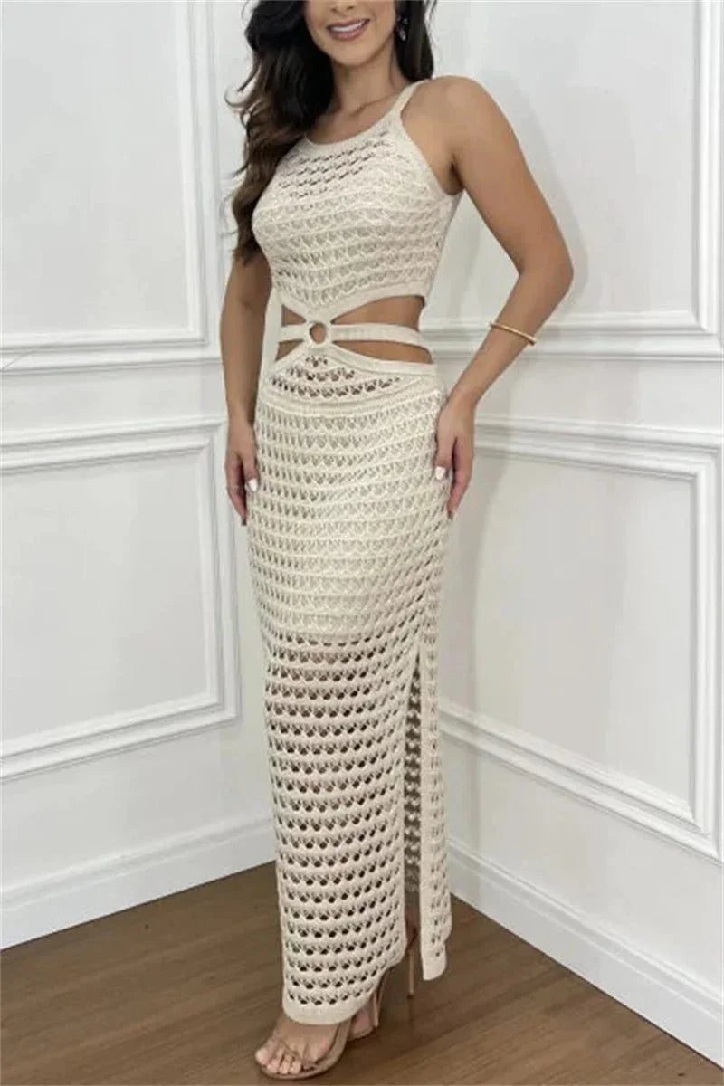 Robe longue été avec découpes et fente côté | Coupe féminine + Style élégant + Facile à accessoiriser – ROBEMODE