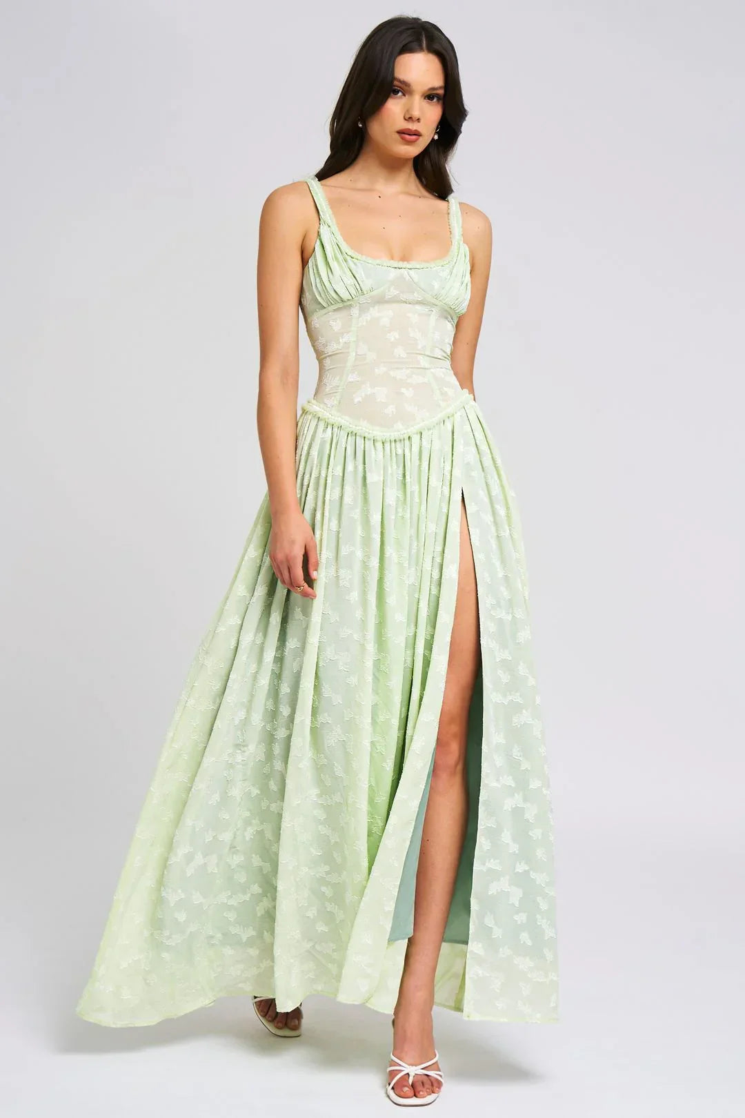 Robe Longue Femme Bretelles Fente Haute Élégante | ROBEMODE