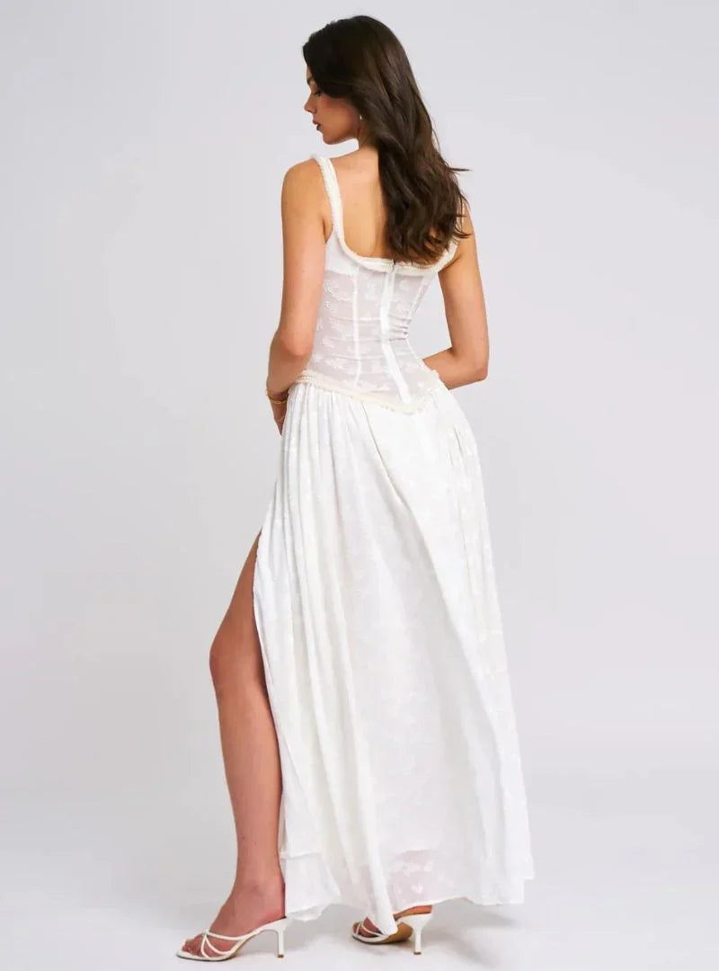 Robe Longue Femme Bretelles Fente Haute Élégante | ROBEMODE
