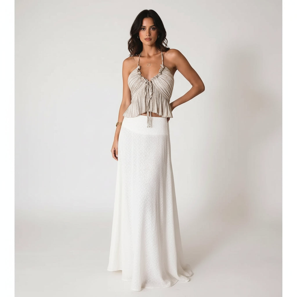 Robe longue femme avec tissu fluide et bretelles | Coupe féminine + Style élégant + Facile à accessoiriser – ROBEMODE