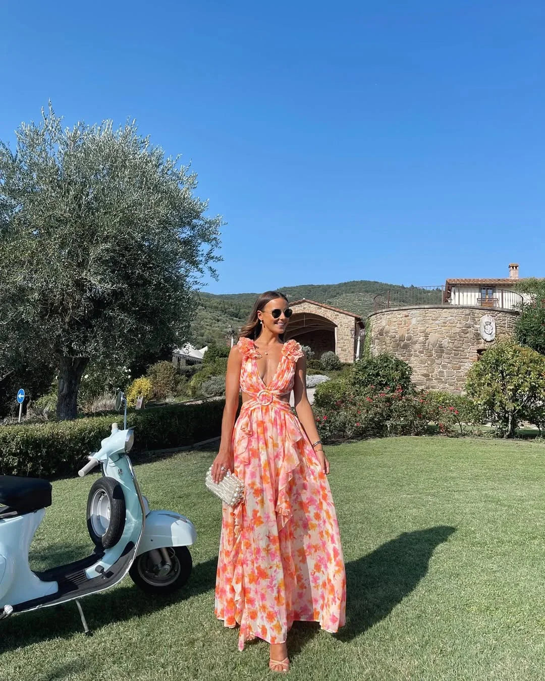 Robe longue fleurie sans manches été femme | ROBEMODE