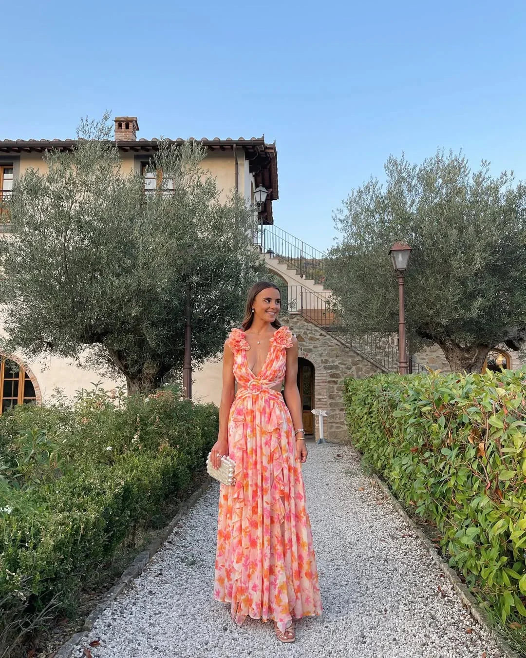 Robe longue fleurie sans manches été femme | ROBEMODE