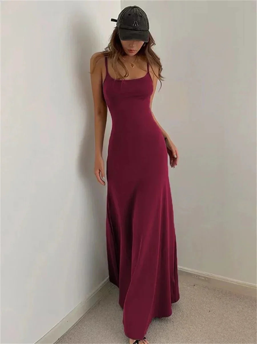 Robe Longue Ajustée Bretelles Fines Été 3 Coloris | ROBEMODE