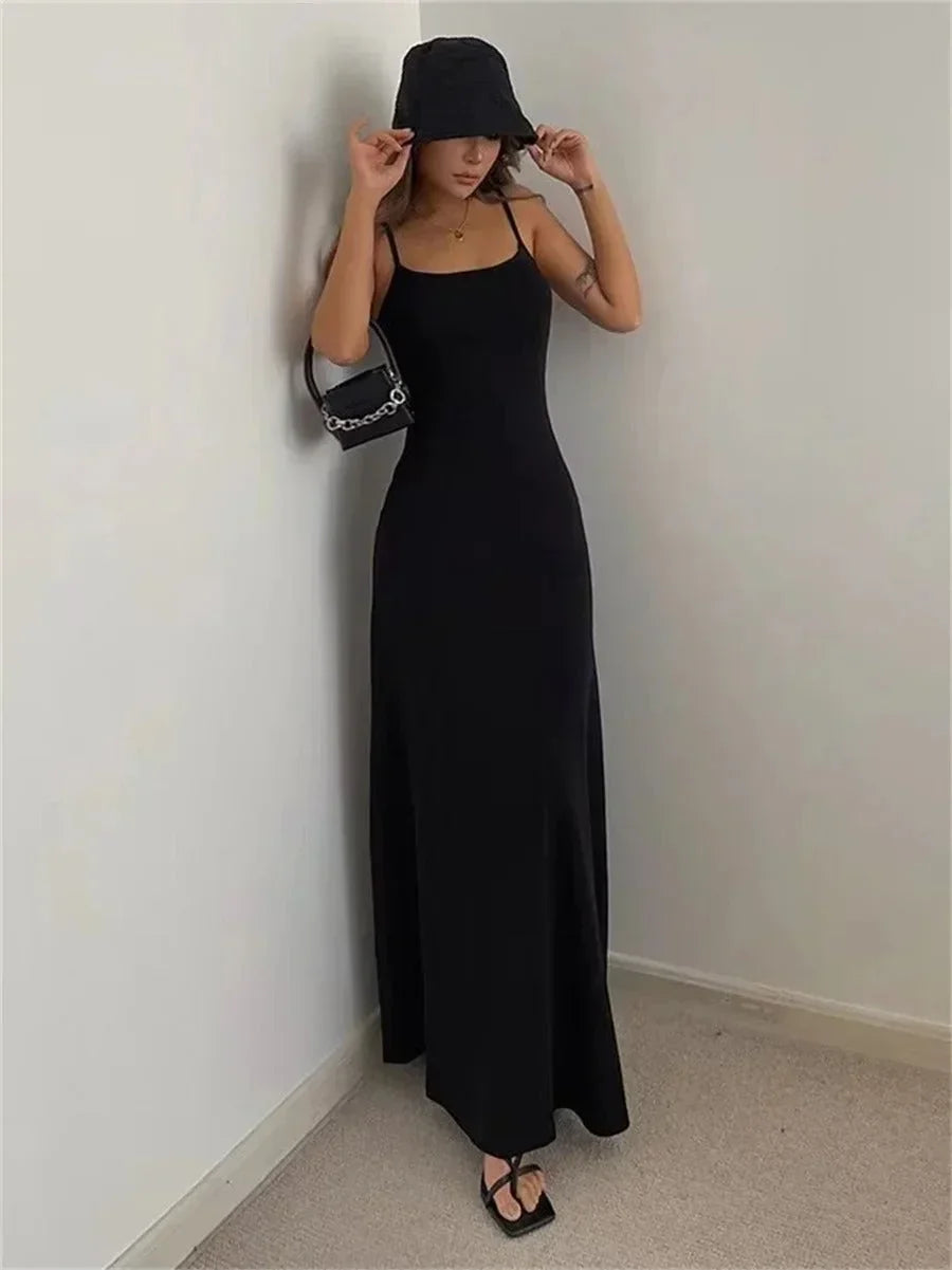 Robe Longue Ajustée Bretelles Fines Été 3 Coloris | ROBEMODE