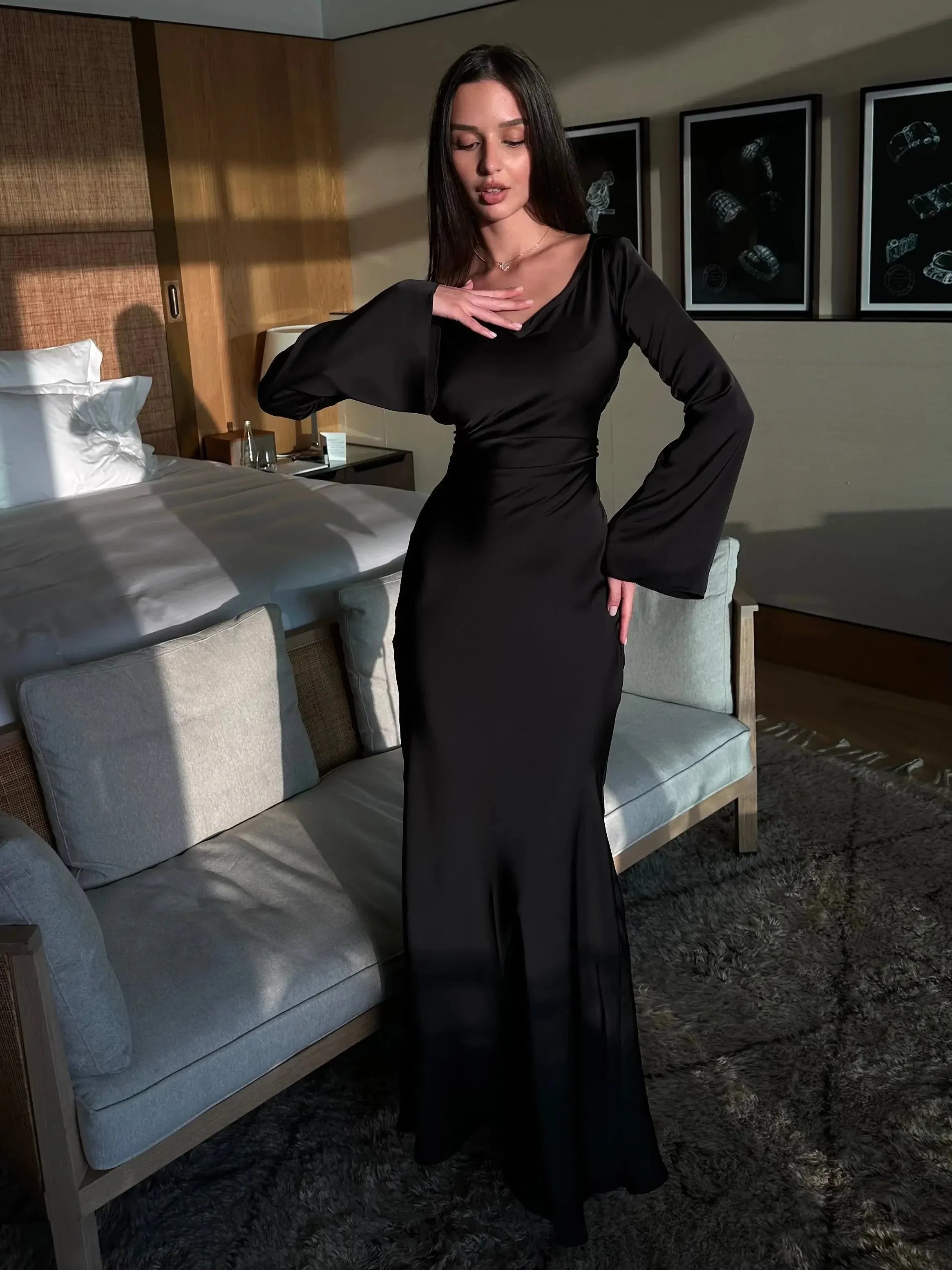Robe Maxi Manches Longues Invitée Mariage 3 Coloris Grande Taille | ROBEMODE