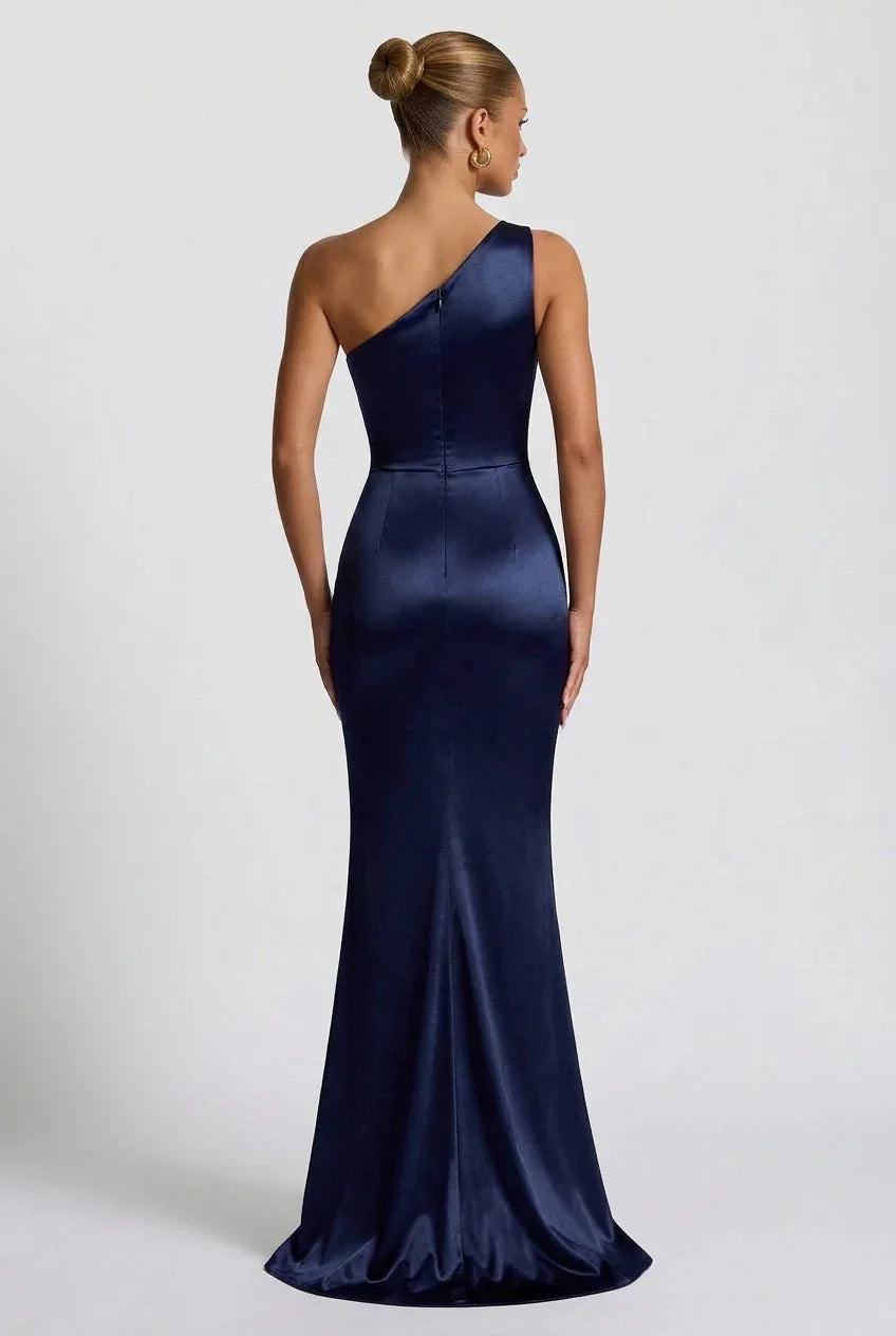 Robe longue satin fendue femme | ROBEMODE
