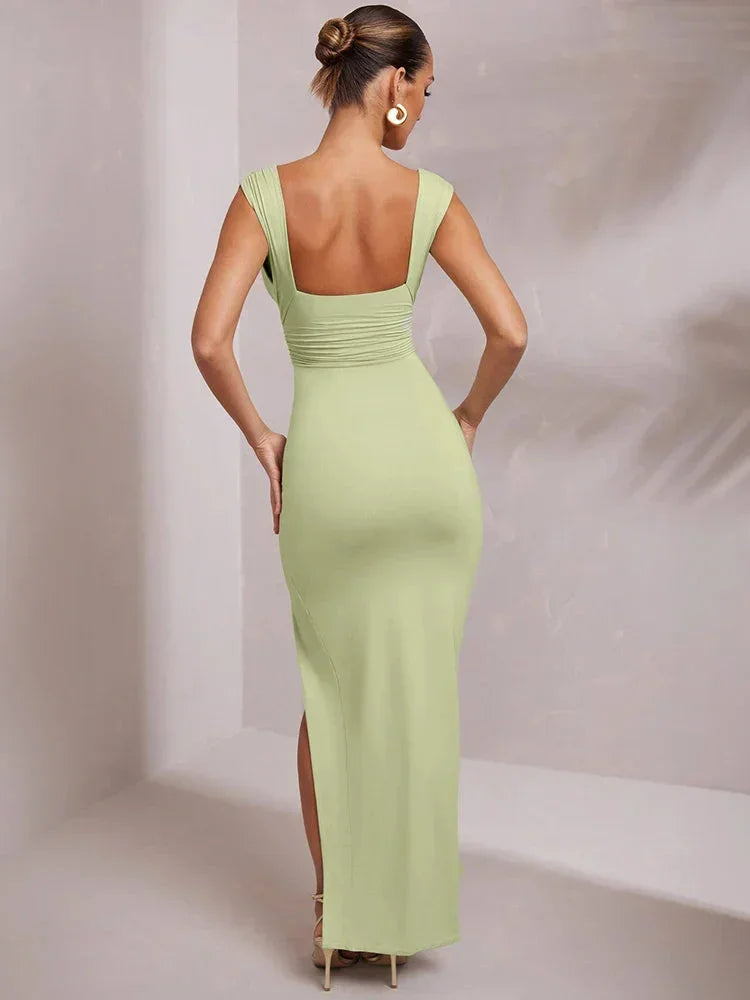 Robe longue femme fendue avec décolleté plongeant | ROBEMODE