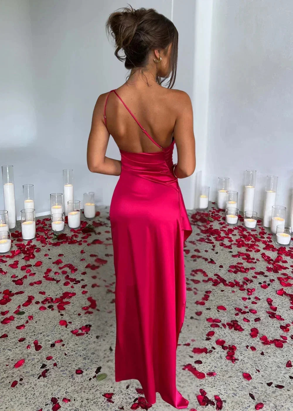 Robe Maxi Fendue à Une Épaule Femme | ROBEMODE