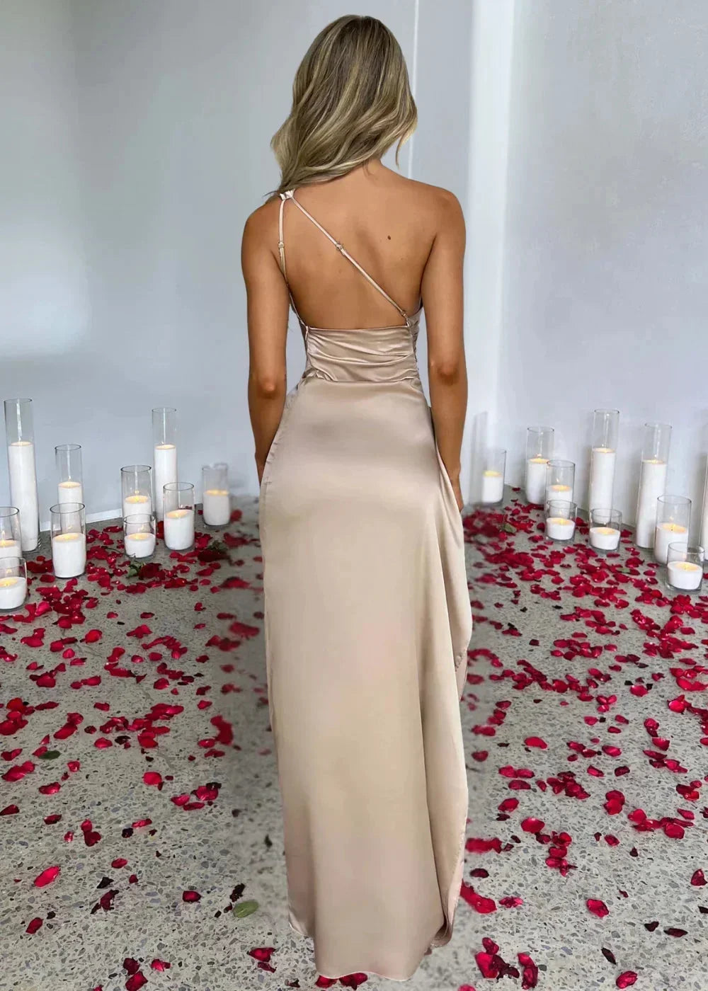 Robe Maxi Fendue à Une Épaule Femme | ROBEMODE