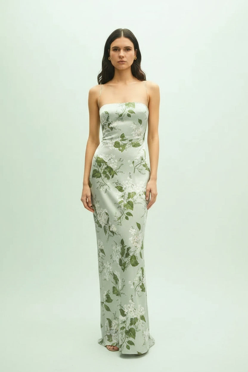 Robe longue femme été fleurs bretelles fines verte | Coupe féminine + Style élégant + Facile à accessoiriser – ROBEMODE