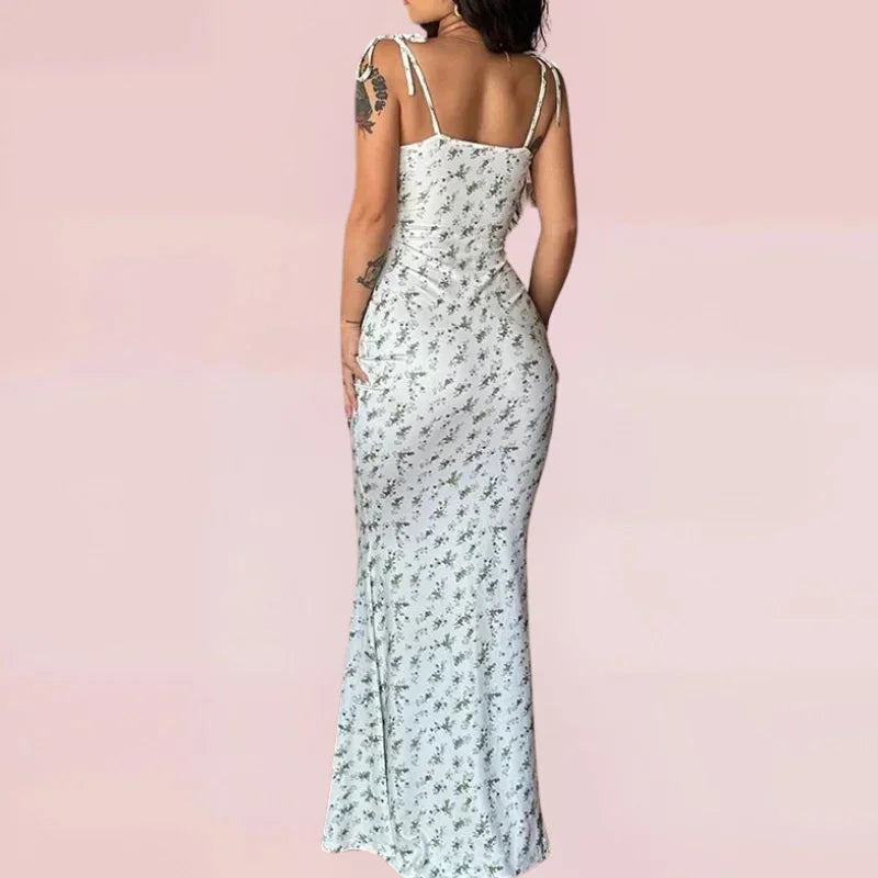 Robe longue femme ajustée à motifs fleuris pour été | Coupe féminine + Style élégant + Facile à accessoiriser – ROBEMODE