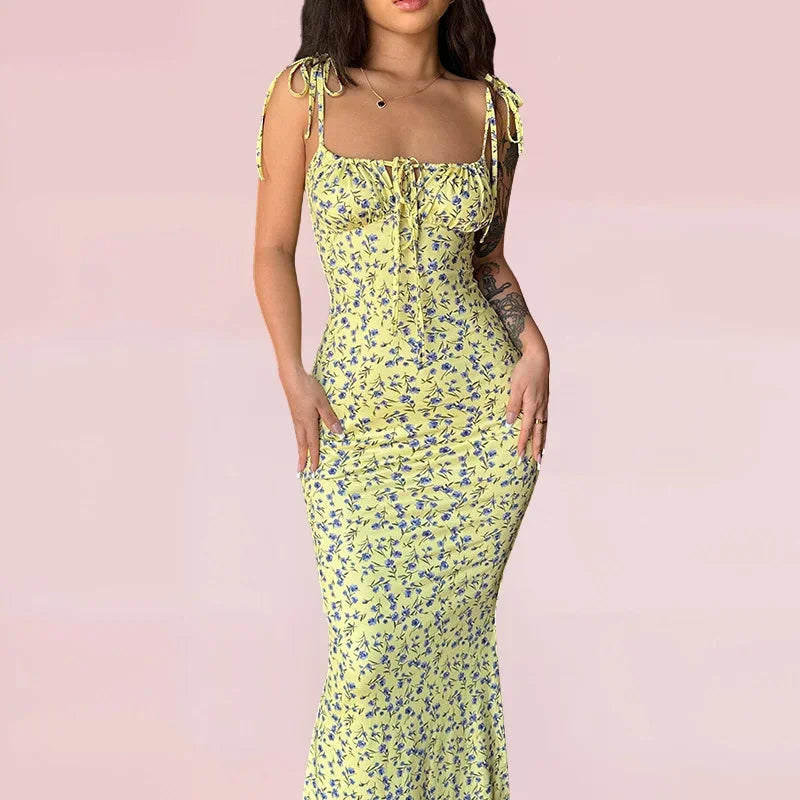 Robe longue femme ajustée à motifs fleuris pour été | Coupe féminine + Style élégant + Facile à accessoiriser – ROBEMODE